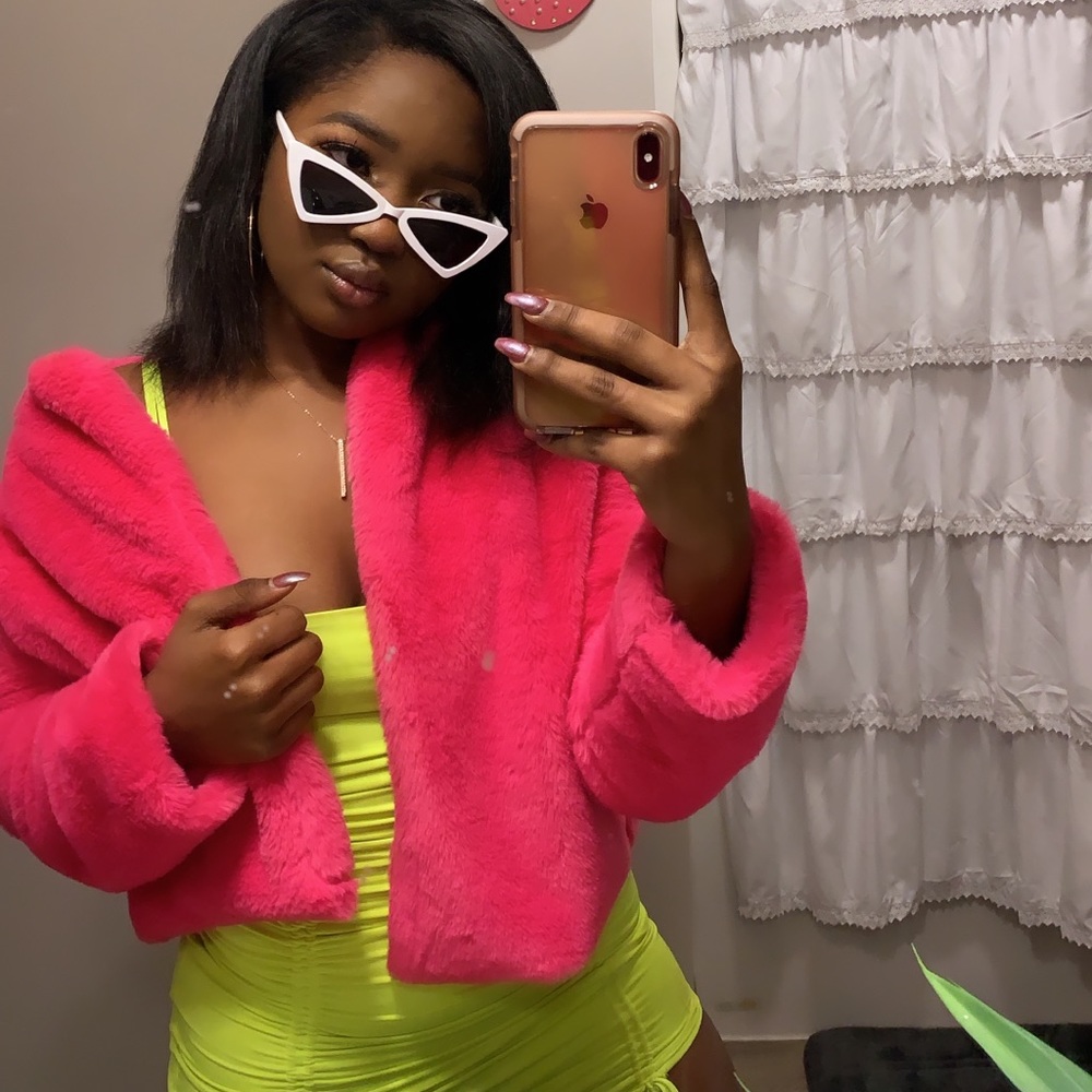 Pink Fuzzy Cropped Jacket